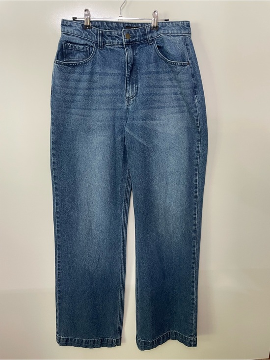 long tall sally Denim - Long Tall Sally Wide Leg Denim Jeans Med Blue Wash Size 10 Inseam 35"